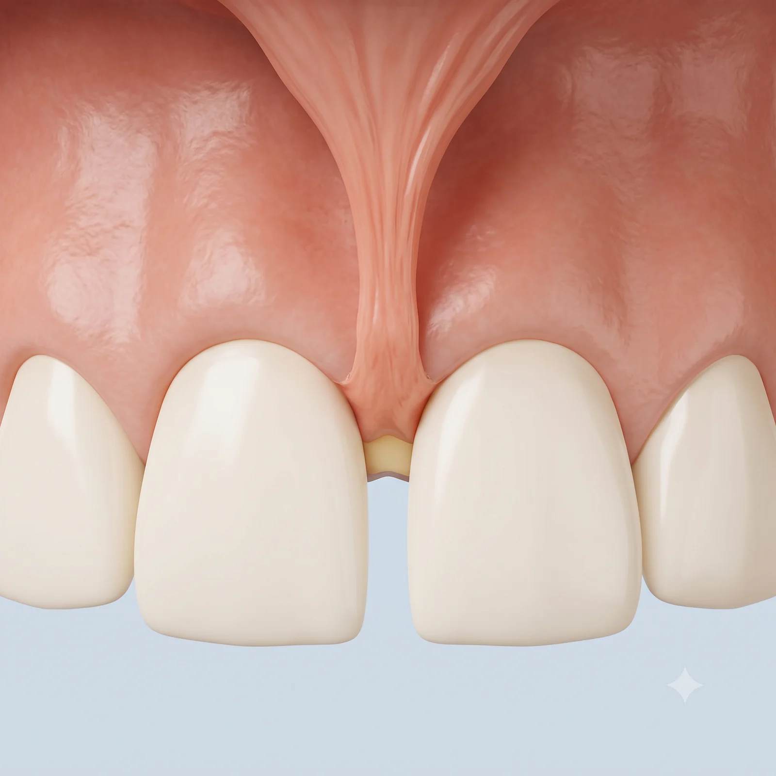 Diş eti kenarını çeken frenulum ve başlayan çekilme