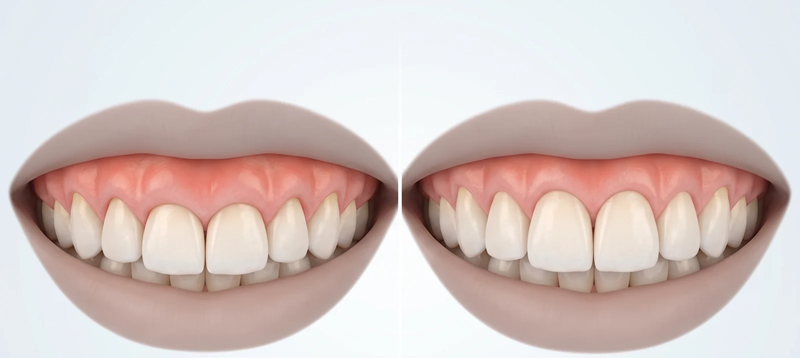 Gummy smile öncesi ve sonrası gülüş karşılaştırması