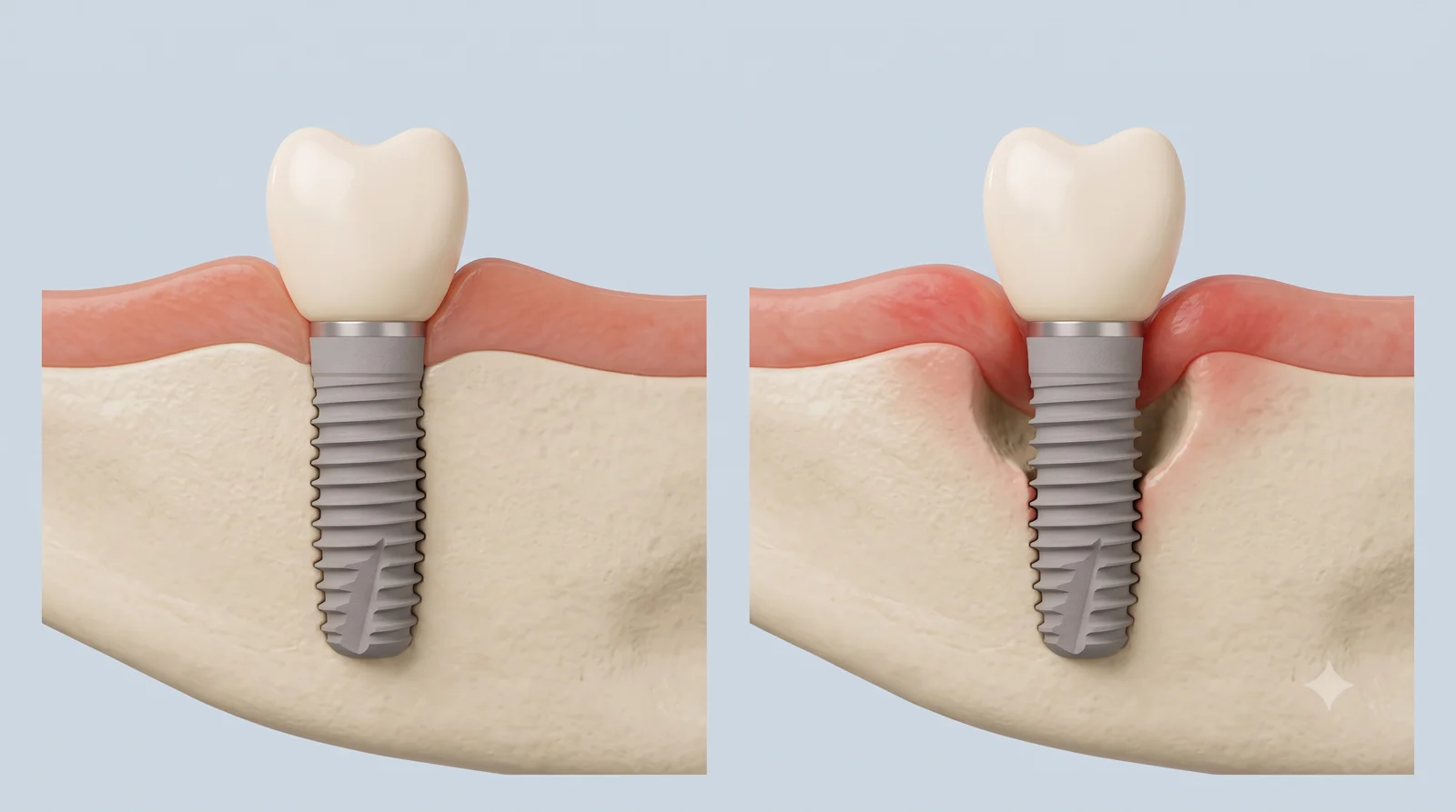 Mukozitis ile peri-implantitisin karşılaştırmalı kesiti